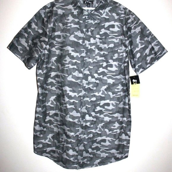 NWT ART CLASS BOYS BUTTON DOWN GRAY CAMO CAMOUFLAGE SHORT SLEEVE SHIRT XL - Picture 5 of 8